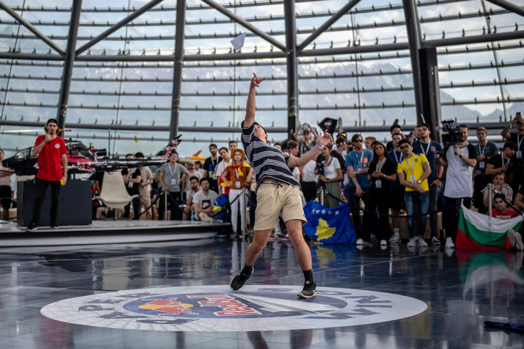 Cam Clark competing at the Red Bull Paper Planes World Finals